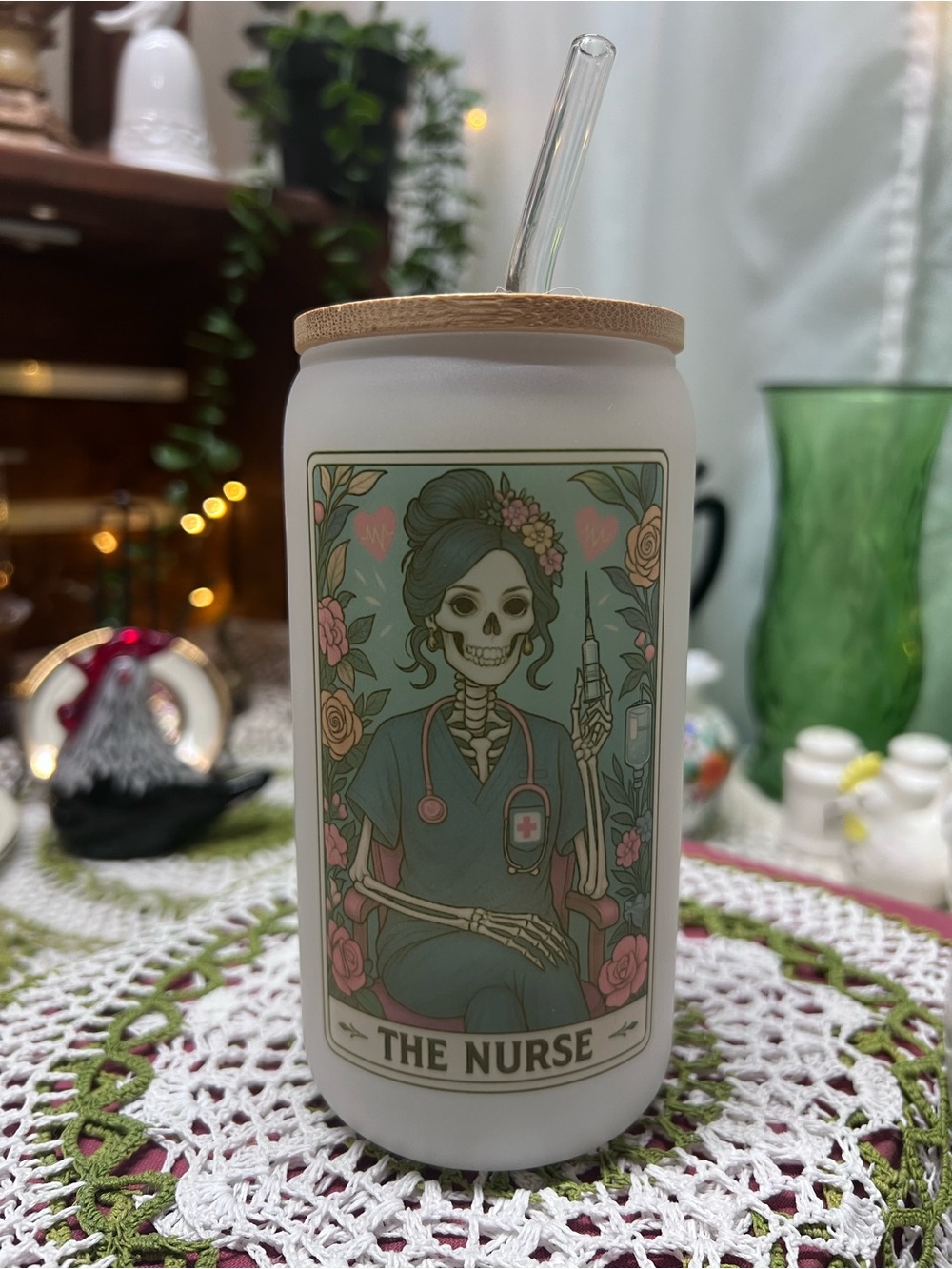 The Nurse Frosted Sublimated Beer Can Glass